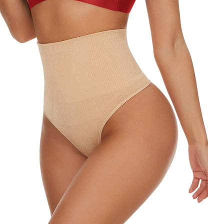 SEXYWG Tummy Control Thong for Women Mid Waist Shapewear Control Panties Waist Trainer Body Shaper Girdle Beige