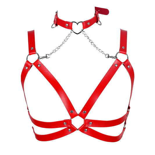 Women’s Leather Cage Harness – Chest Strap Body Chain Bra
