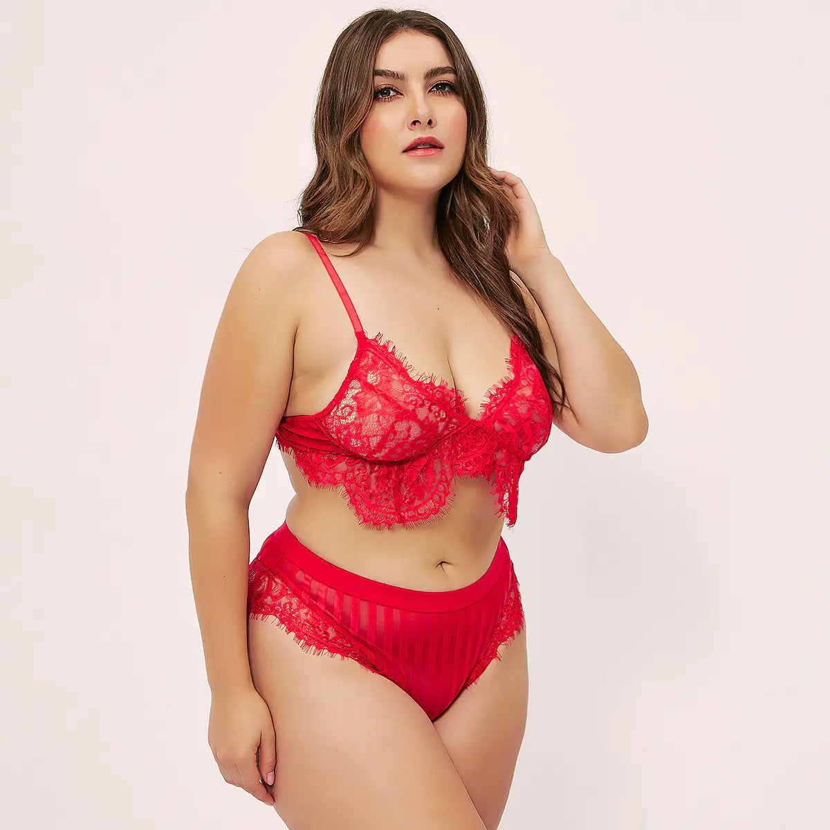 Plus Size Sexy Lingerie Set with Halter Neck (Women)