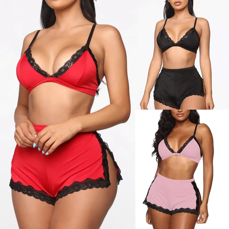 Women's Deep V-Neck Lace Lingerie and Sleepwear
