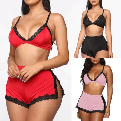 Women's Deep V-Neck Lace Lingerie and Sleepwear