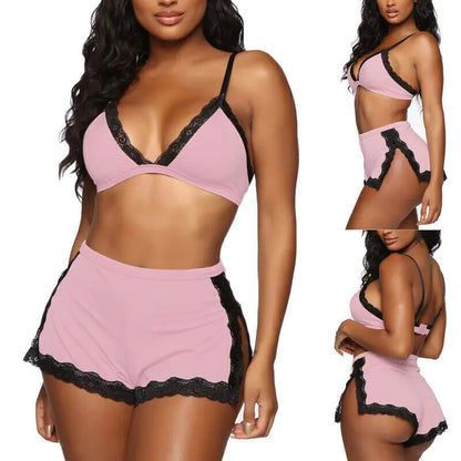 Women's Deep V-Neck Lace Lingerie and Sleepwear