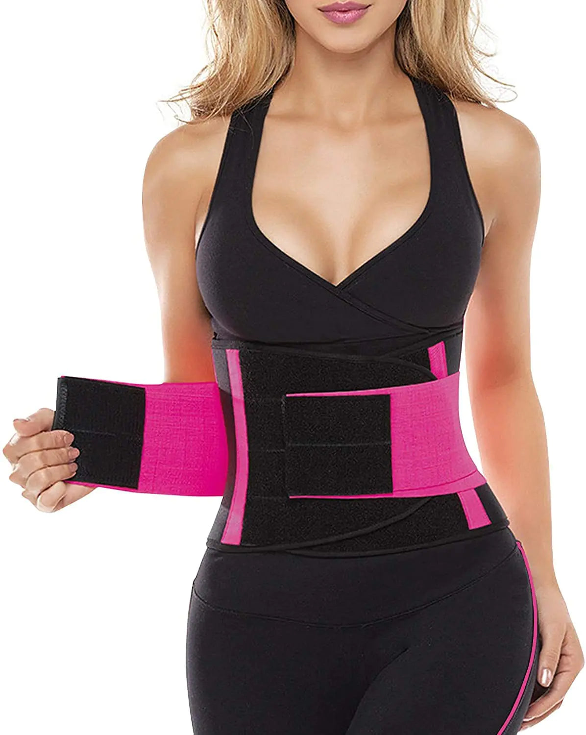 SHAPERX Waist Trainer Belt for Women Waist Trimmer Workout Fitness Back Support Belts SZ8002-Rose-2XL
